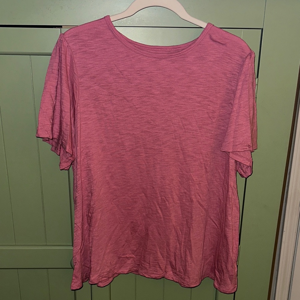 Old Navy Pink Short Sleeve T-Shirt With Flutter Sleeves
